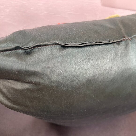 Vintage Embroidered Throw Pillow Handcrafted Needlework Roses, Floral - Picture 8 of 8